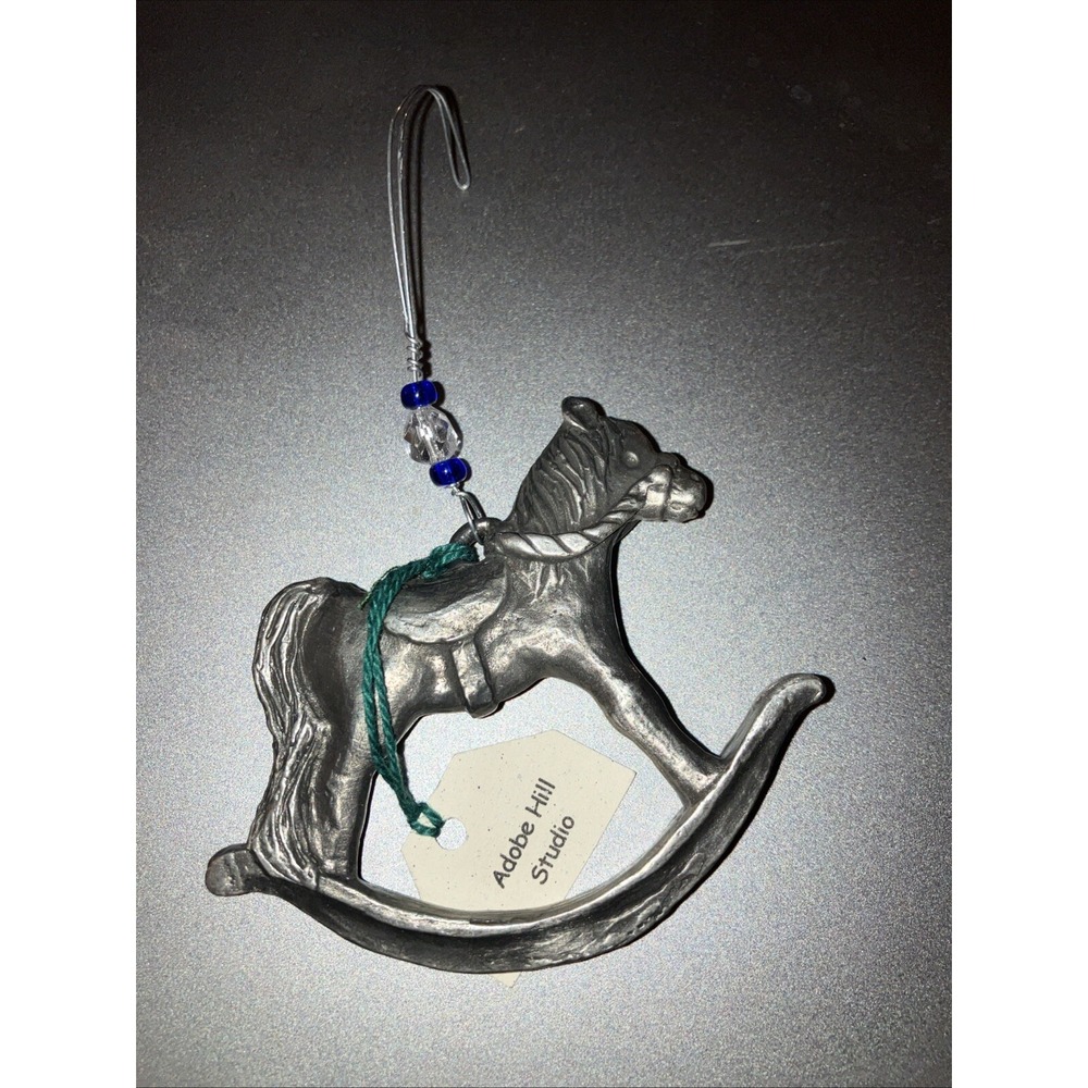 Pewter Rocking Horse Christmas Ornament Adobe Hill Studio